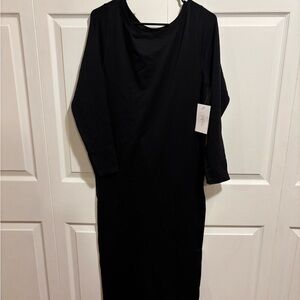 Ingrid & Isabel Black Sheath Dress with Cowl Neck and Dolman Sleeves
